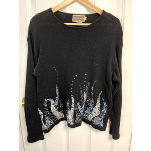 Vintage Samantha Starr Silk Wool Angora Blend Sequin Sweater Size Medium